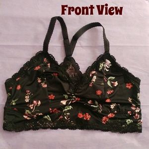 TORRID Black Floral Microfiber Bralette, Size 2